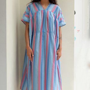 Lihue Dress in Striped Viscose Cotton